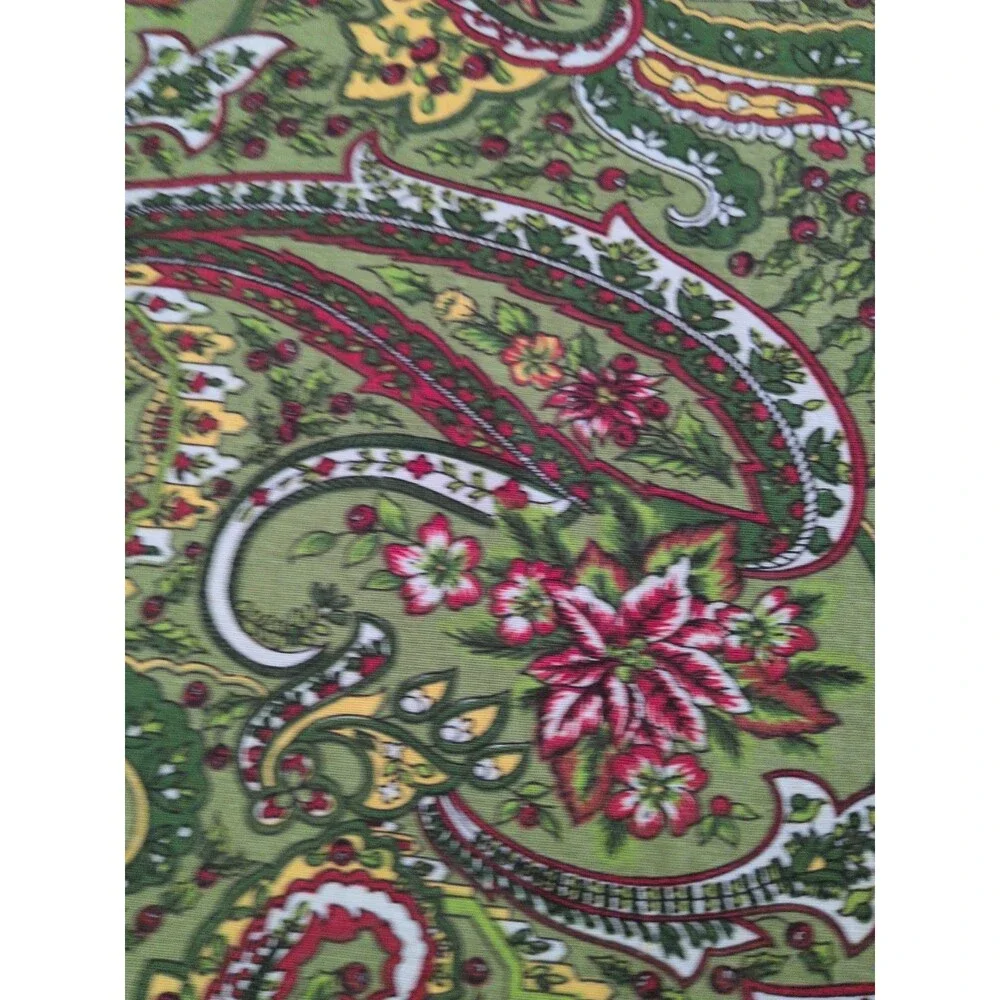 April Cornell Xmas Tree Tablecloth Batik Block Print  60x82  Paisley 100% Cotton